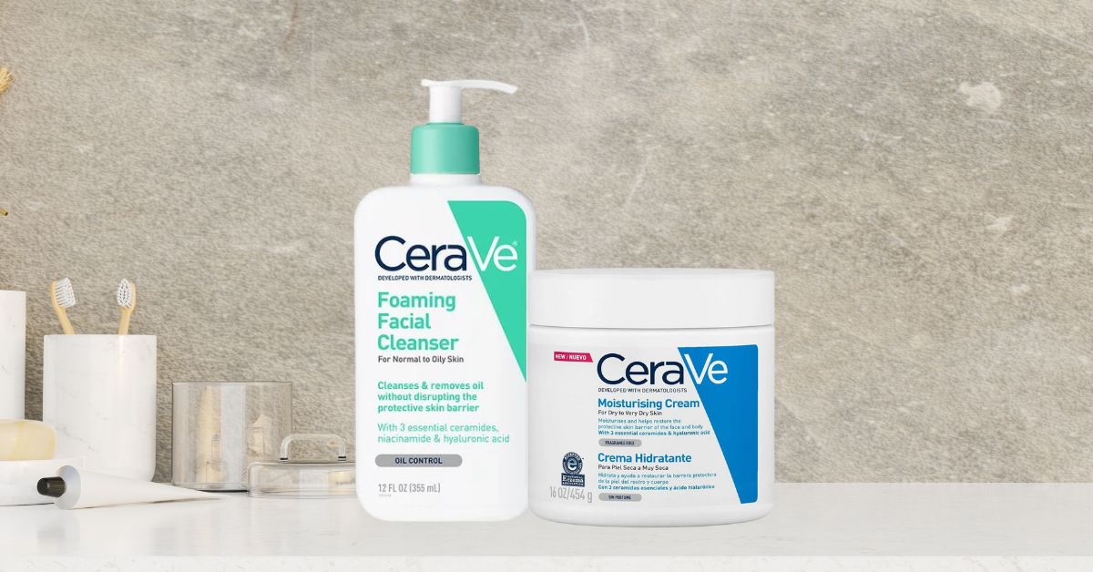 CeraVe Foaming Cleanser and Moisturising Cream - Powerful Skincare Duo for Hydrating Sensitive Skin 