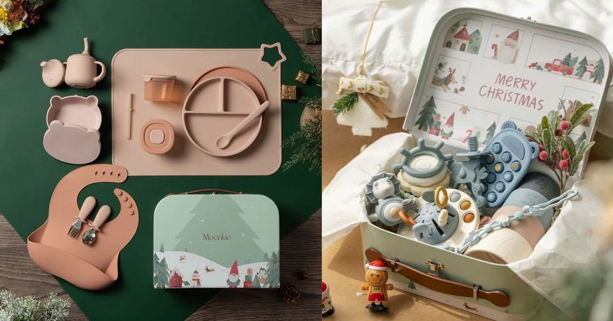 Gifts for Babies Who Love to Play and Eat - Moonkie Baby Sensory Toys & First Bites Gift Set